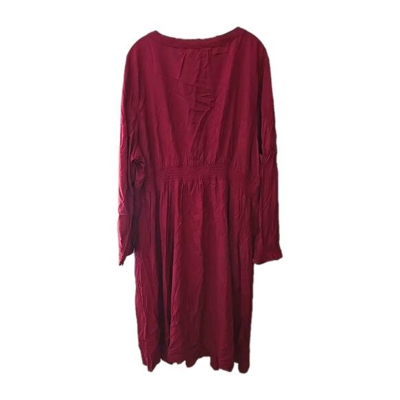 NWT Croft & Barrow Red Smocked-Waist Long Sleeves Maxi Dress Womans Plus Size 3X - Picture 3 of 8